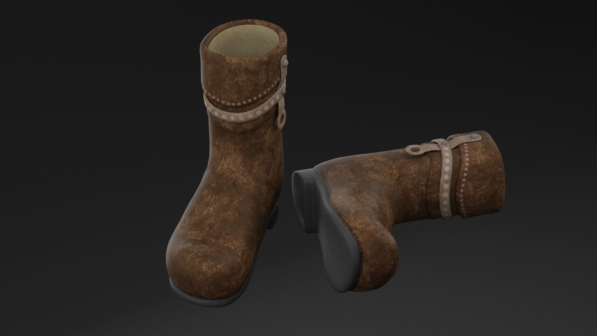 Brown Boots Low-poly 3D model_3