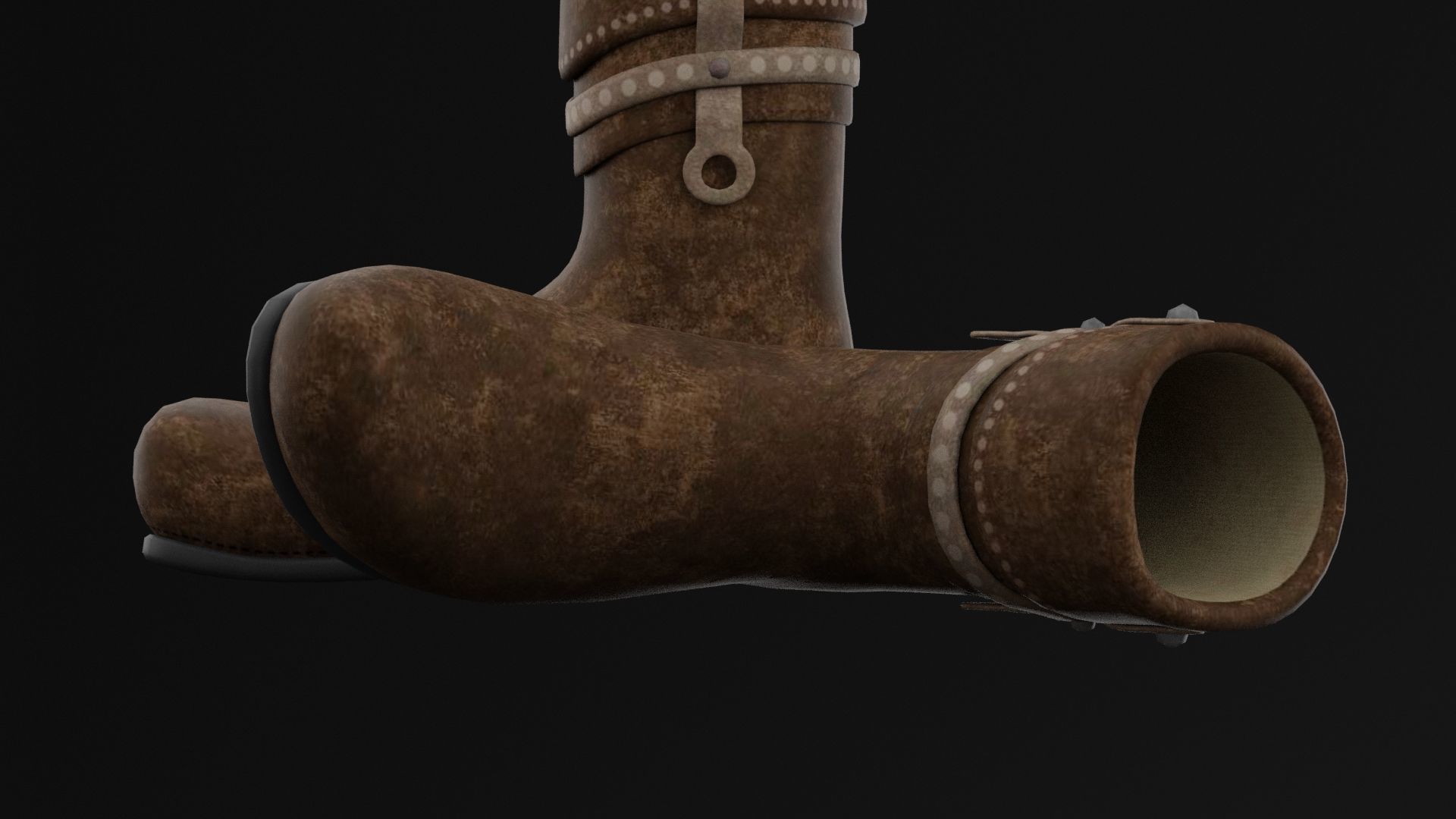 Brown Boots Low-poly 3D model_4