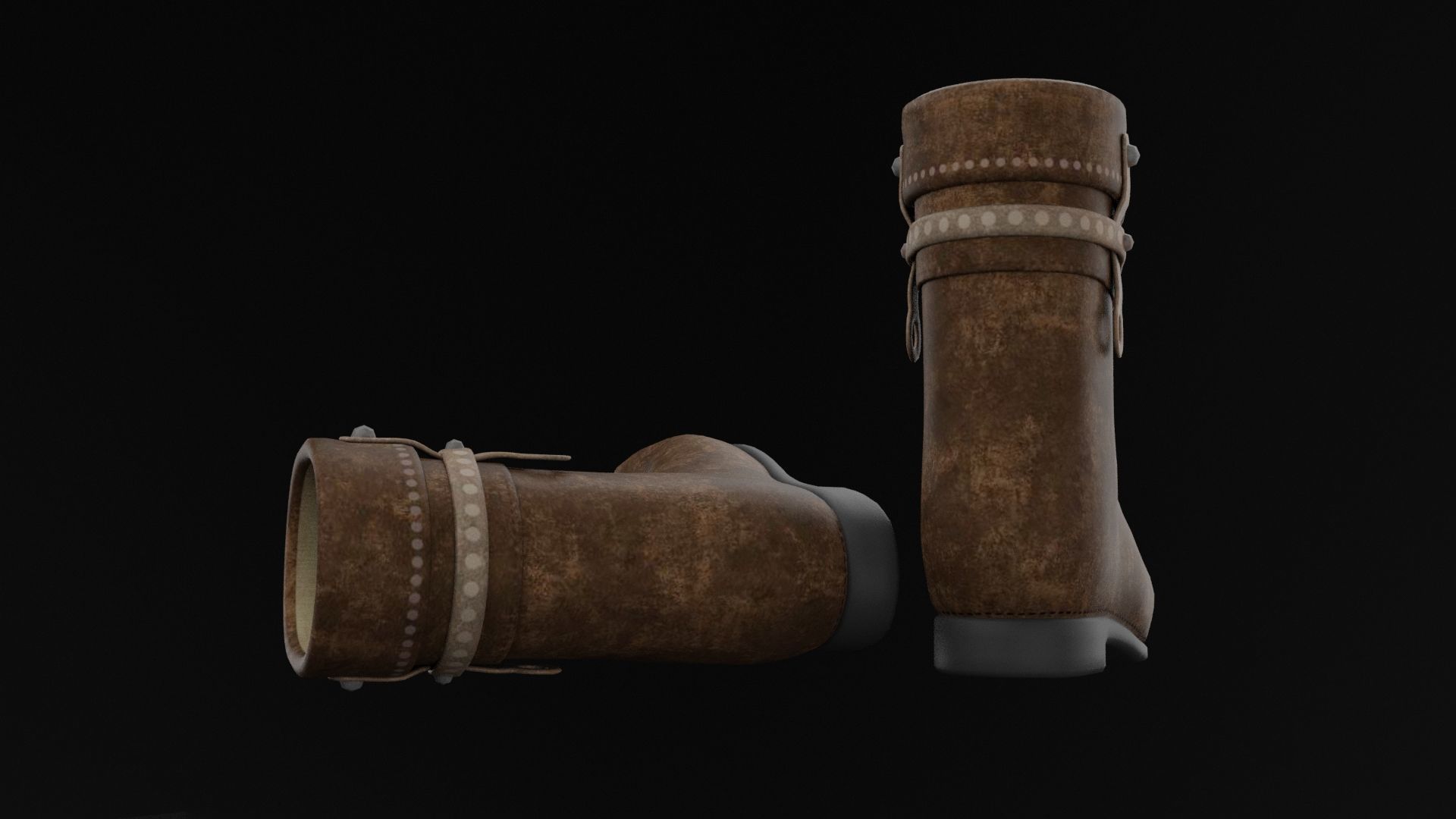 Brown Boots Low-poly 3D model_5