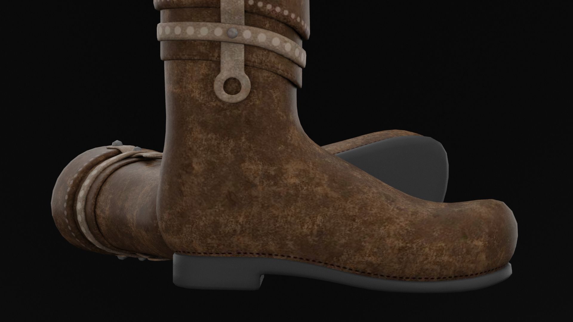 Brown Boots Low-poly 3D model_2