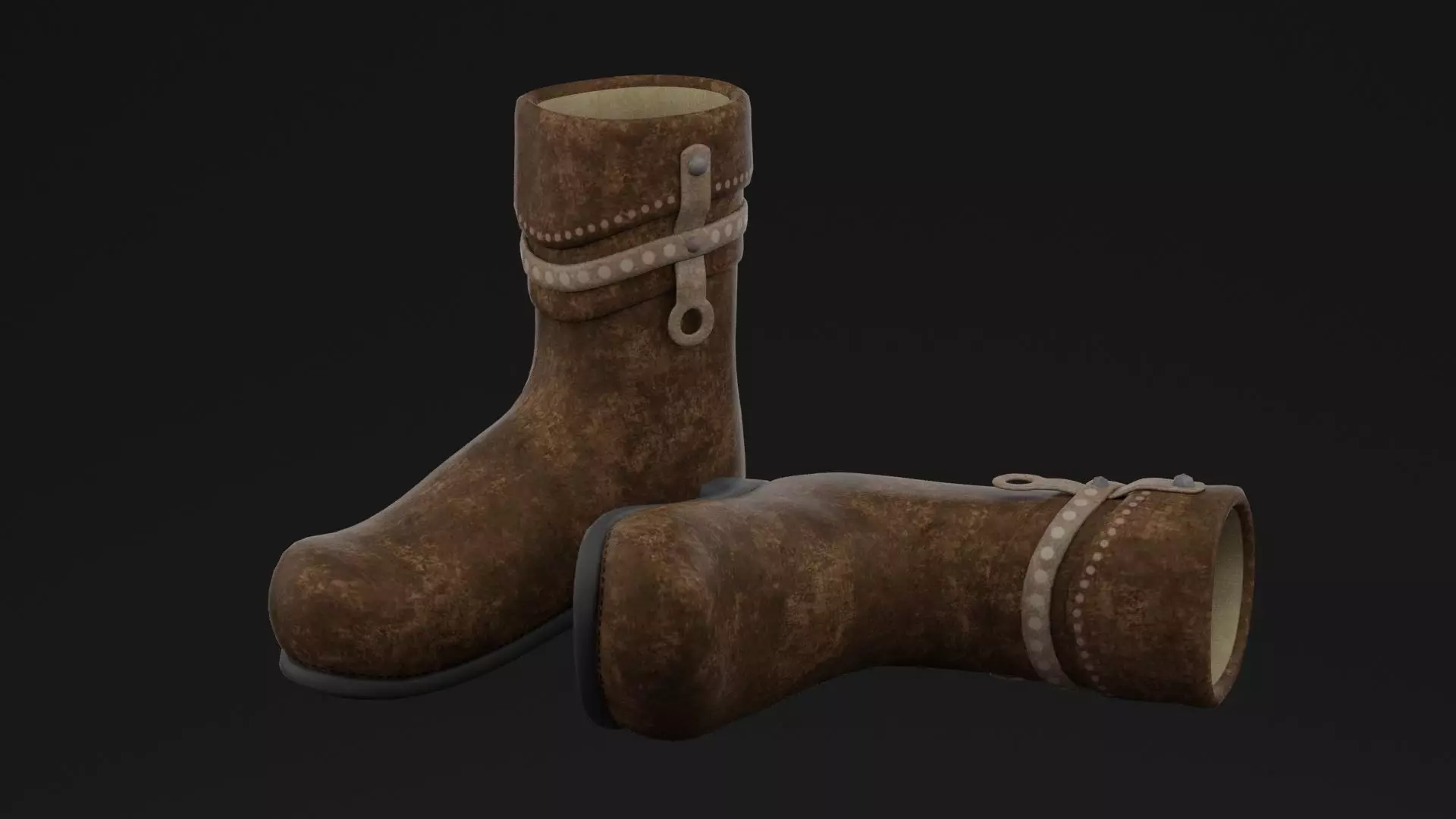 Brown Boots Low-poly 3D model_0