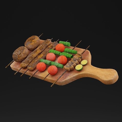 Barbecue Platter Low-poly 3D model 7