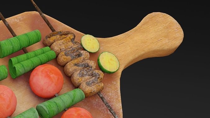 Barbecue Platter Low-poly 3D model 3