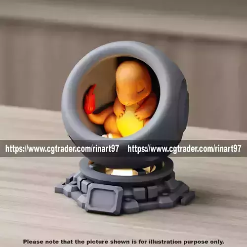 Charmander in healing machine pods EASY PRINT NO SUPPORT 3D print model