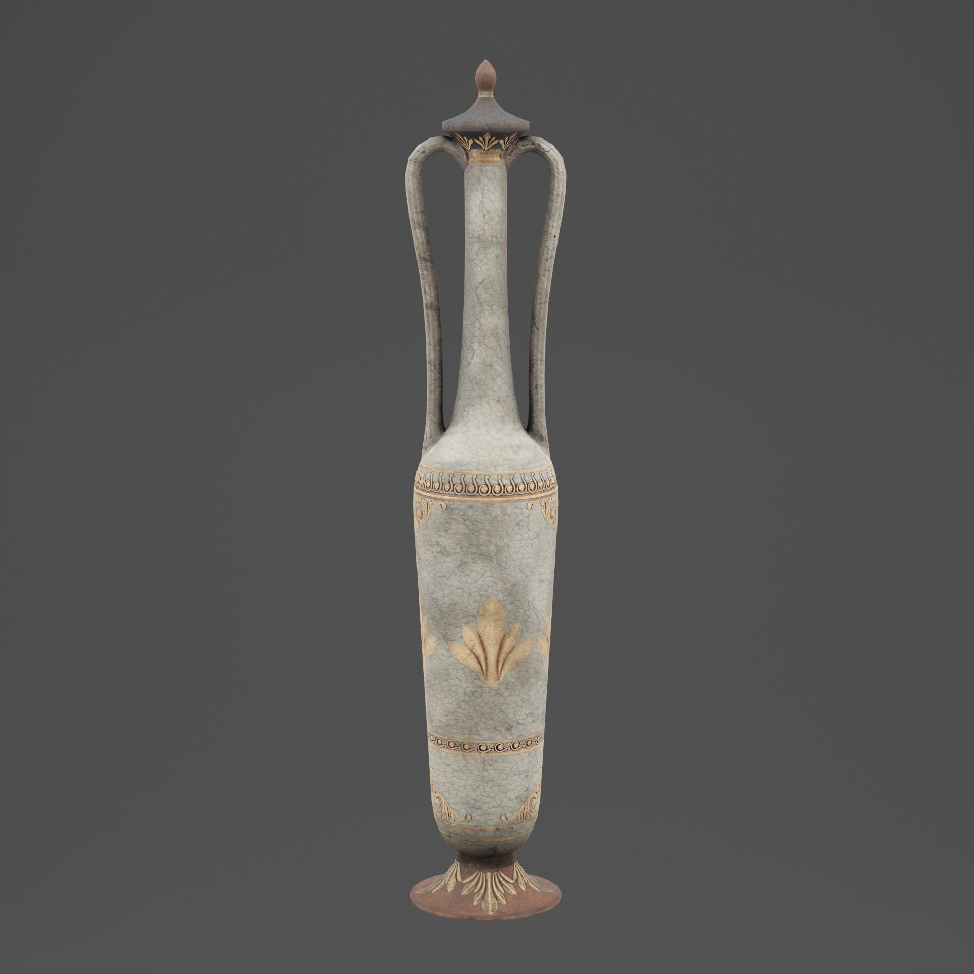 Ancient Golden Urn  Low-poly 3D model_6