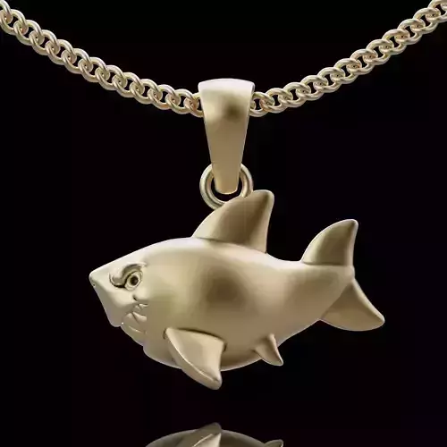 Shark pendant silver gold jewelry printable model 