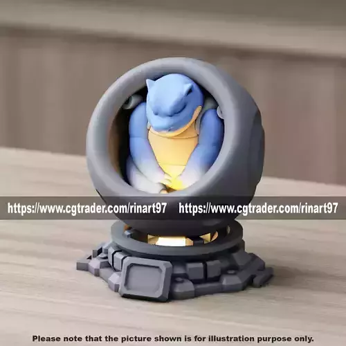 Blastoise in healing machine pods EASY PRINT NO SUPPORT 3D print model