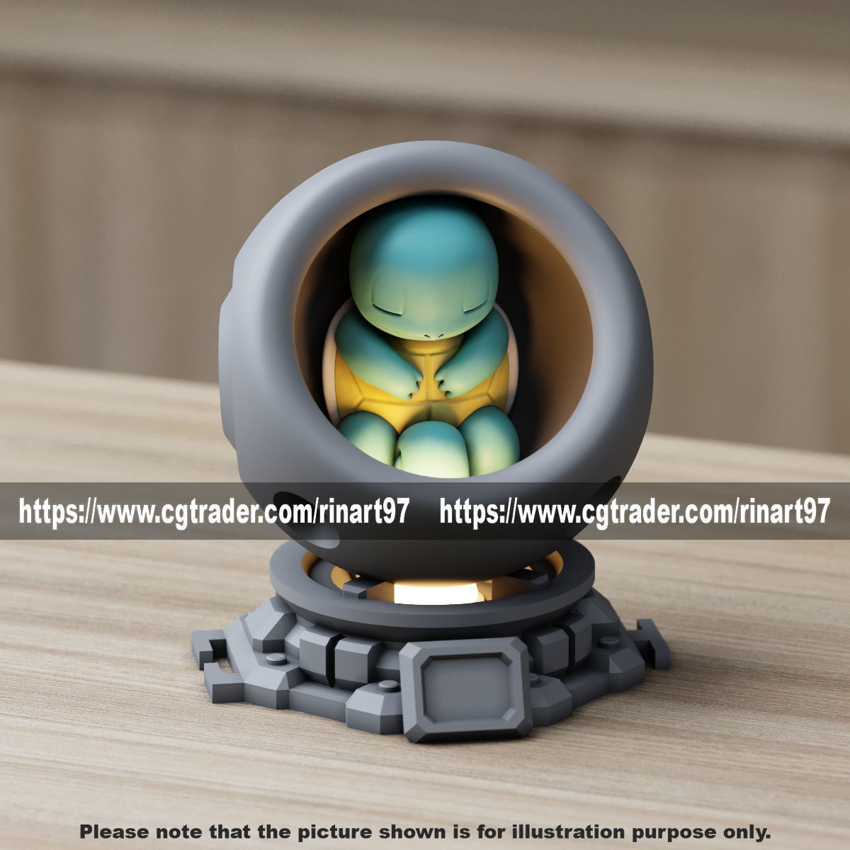 Squirtle in healing machine pods EASY PRINT NO SUPPORT 3D print model_6