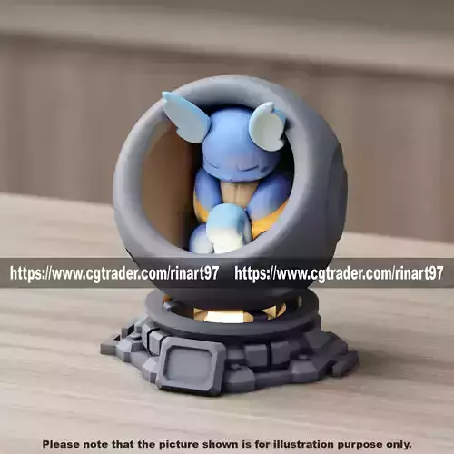 Wartortle in healing machine pods EASY PRINT NO SUPPORT 3D print model