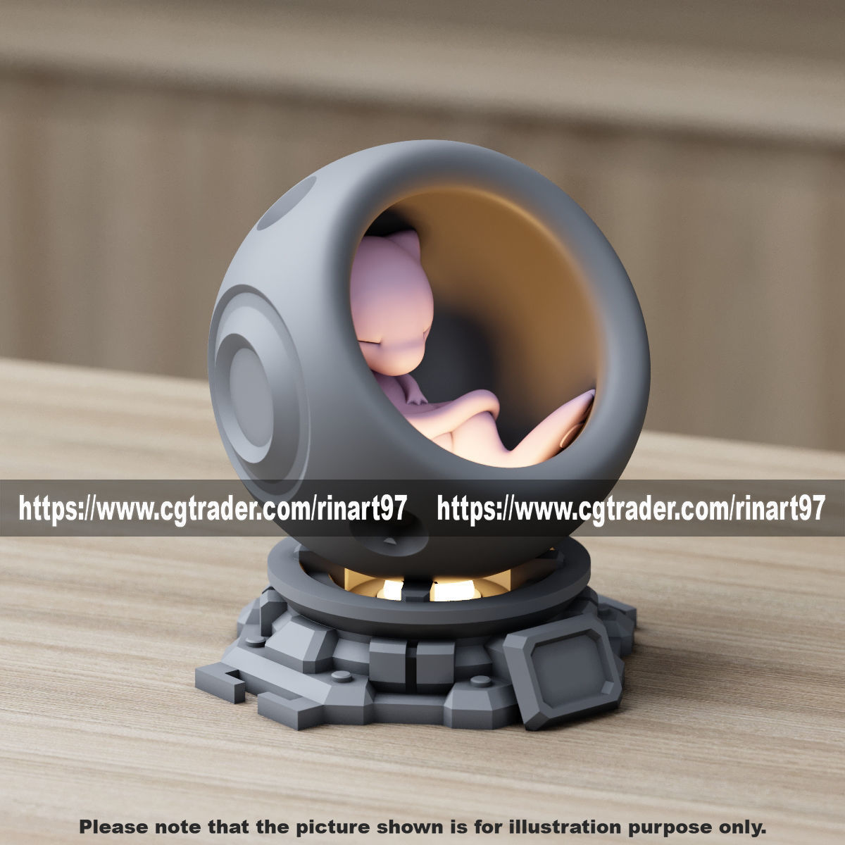 Mew in healing machine pods EASY PRINT NO SUPPORT 3D print model_9
