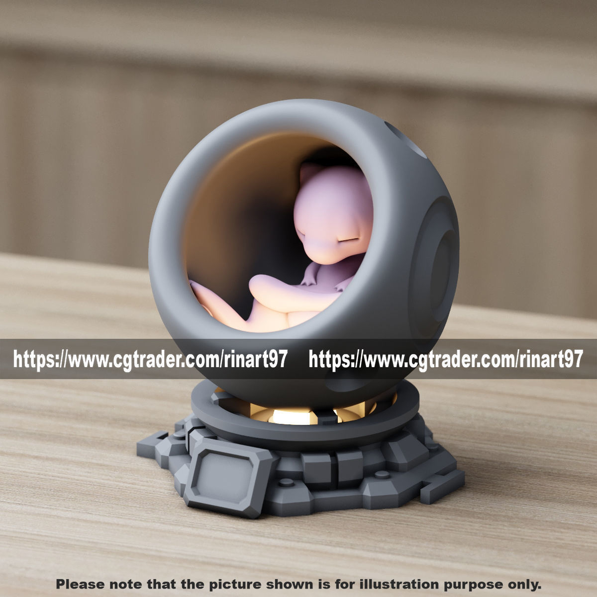 Mew in healing machine pods EASY PRINT NO SUPPORT 3D print model_2