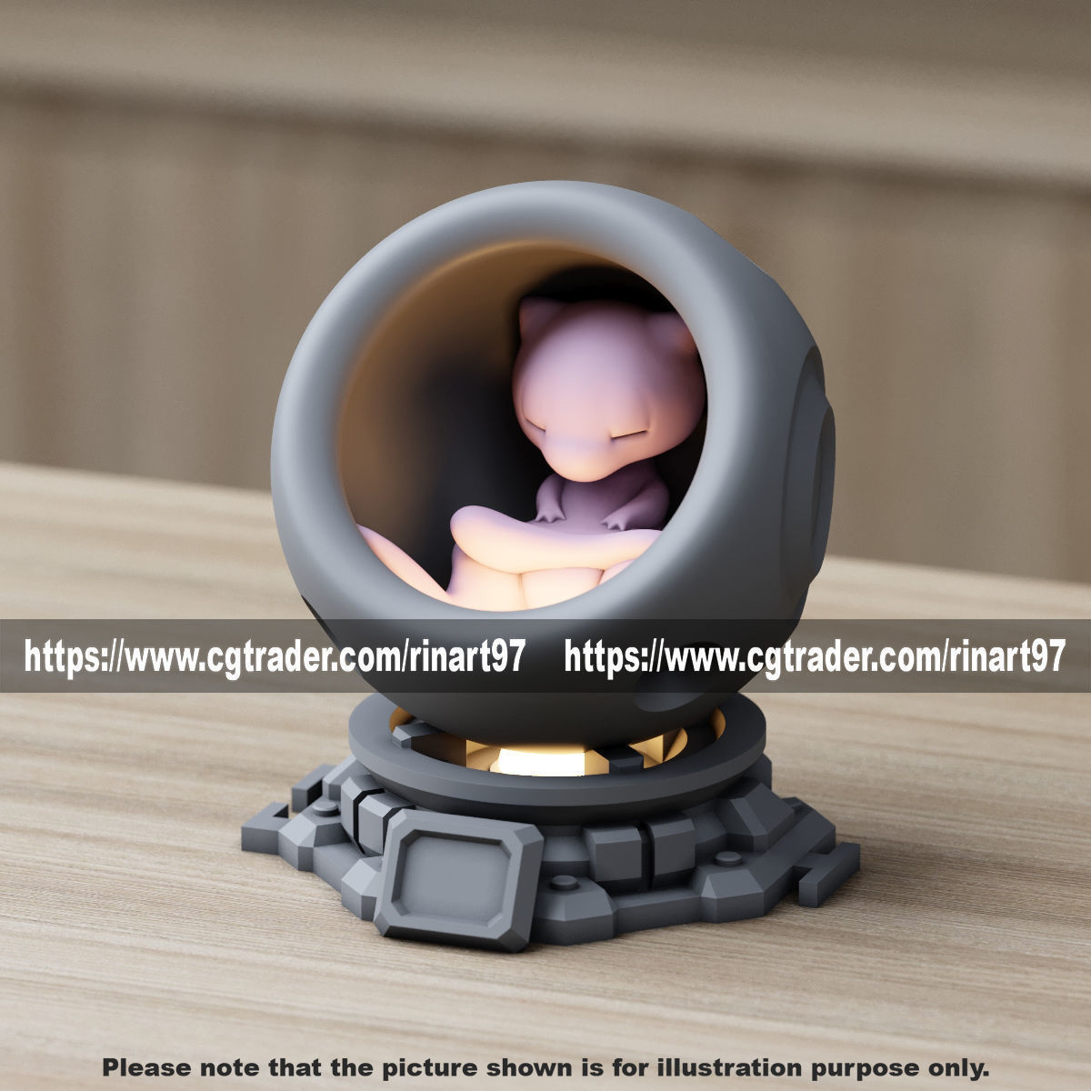 Mew in healing machine pods EASY PRINT NO SUPPORT 3D print model_1