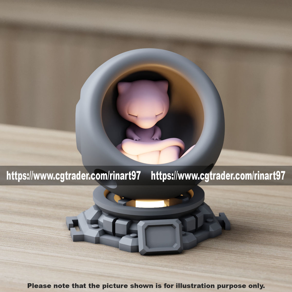 Mew in healing machine pods EASY PRINT NO SUPPORT 3D print model_6