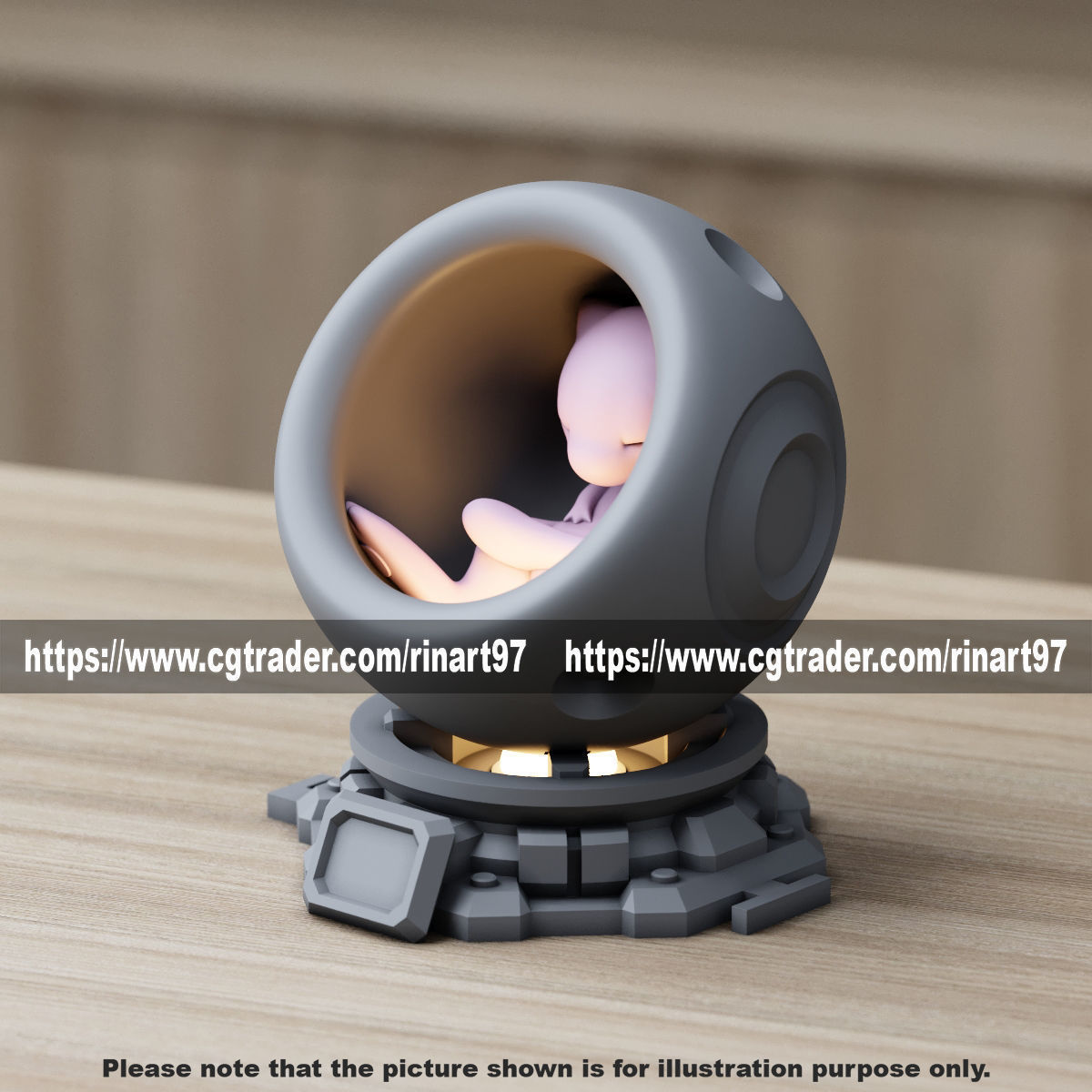 Mew in healing machine pods EASY PRINT NO SUPPORT 3D print model_3