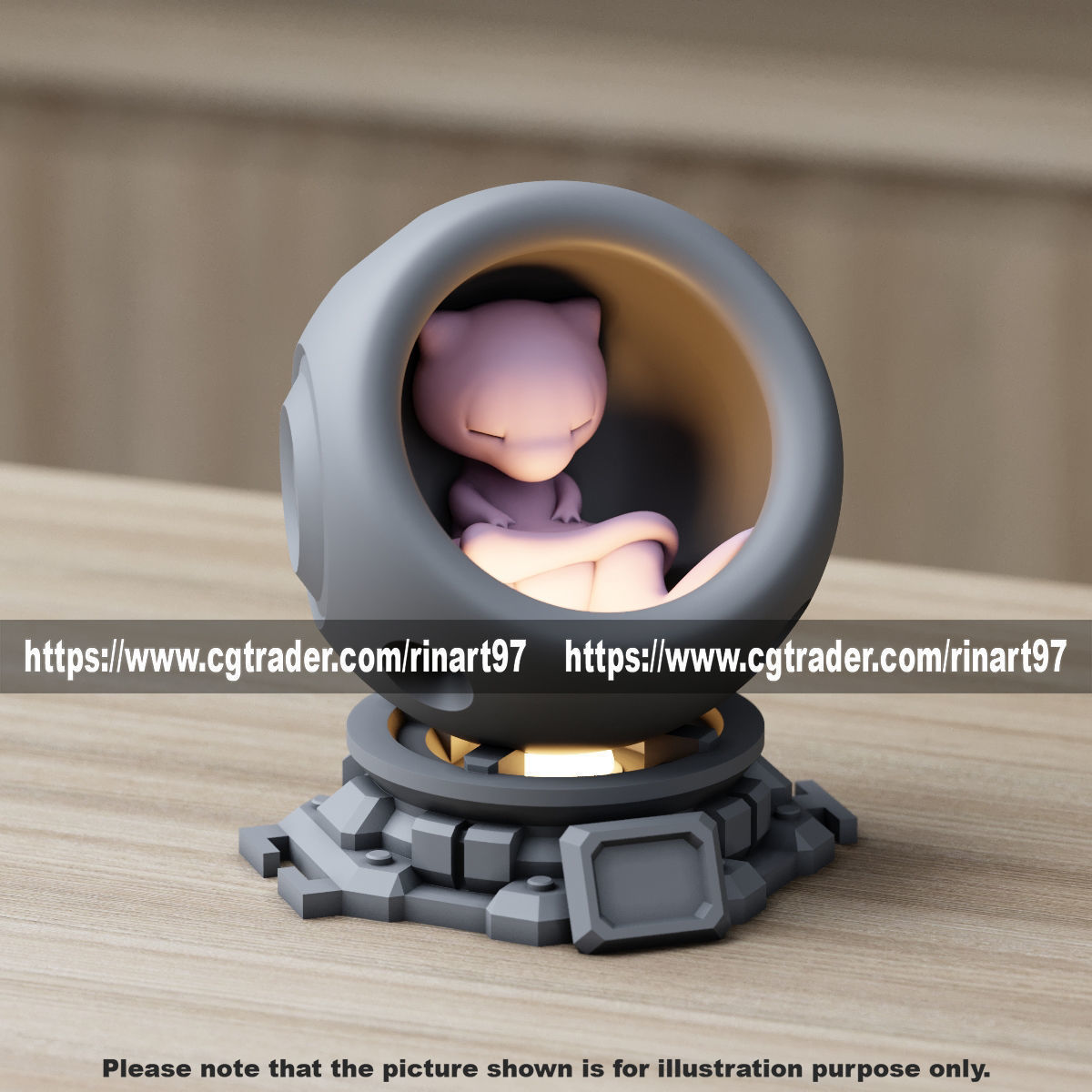 Mew in healing machine pods EASY PRINT NO SUPPORT 3D print model_7