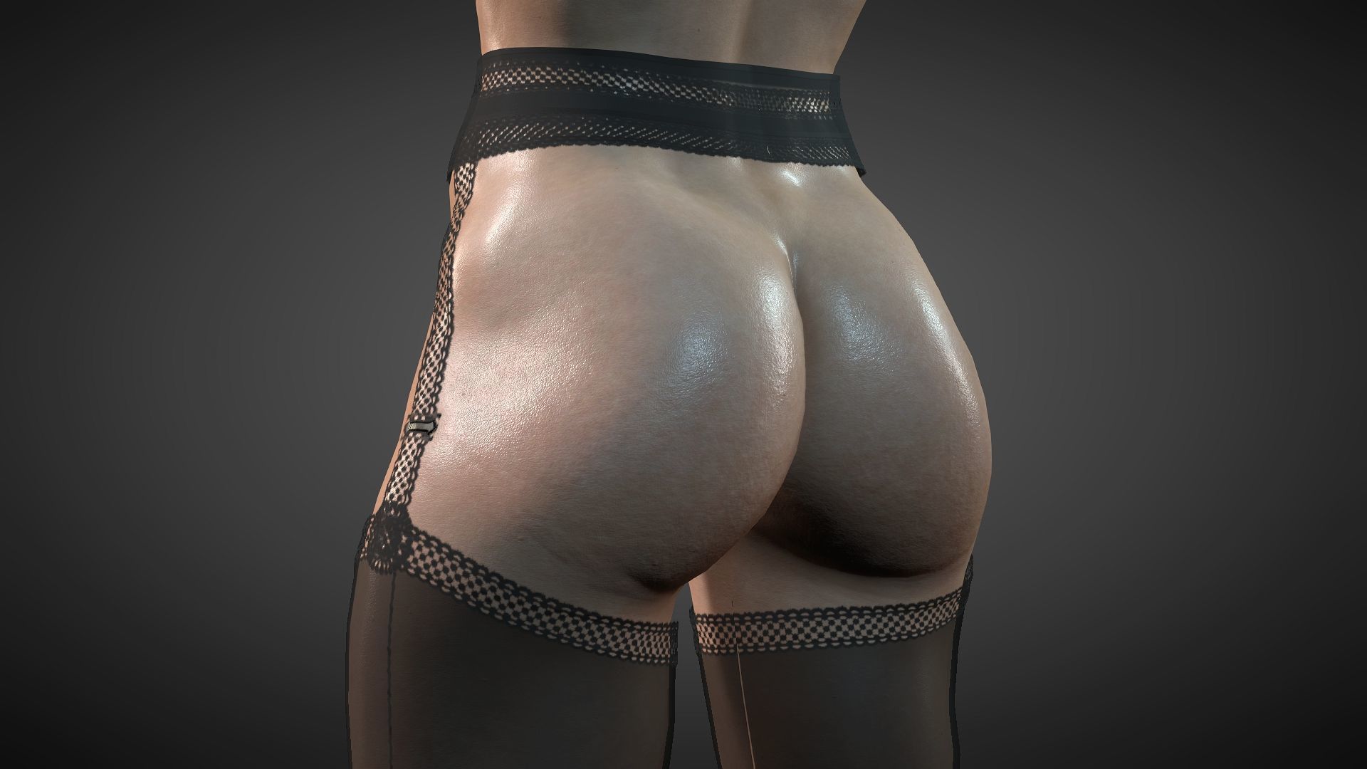 Sexy hairy naked girl morning stretching  Low-poly 3D model_7