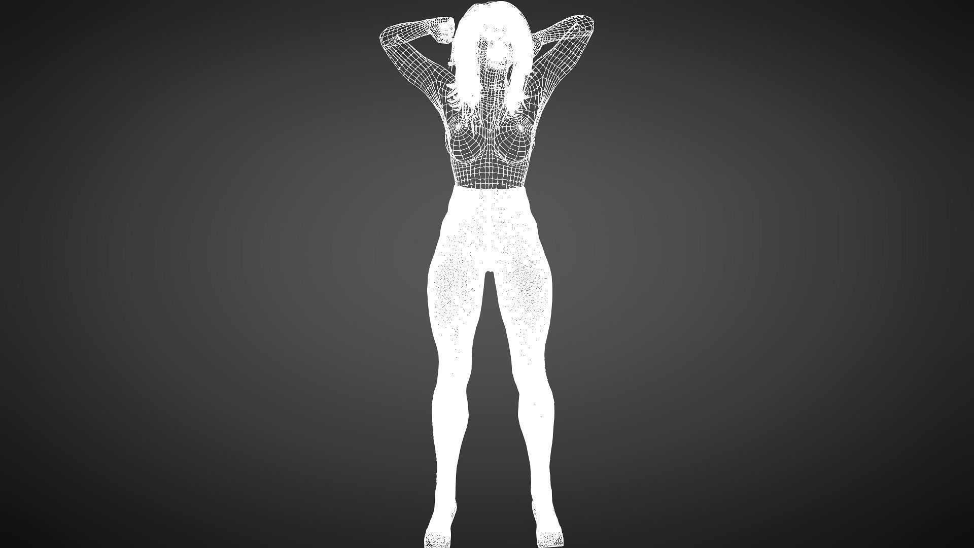 Sexy hairy naked girl morning stretching  Low-poly 3D model_15