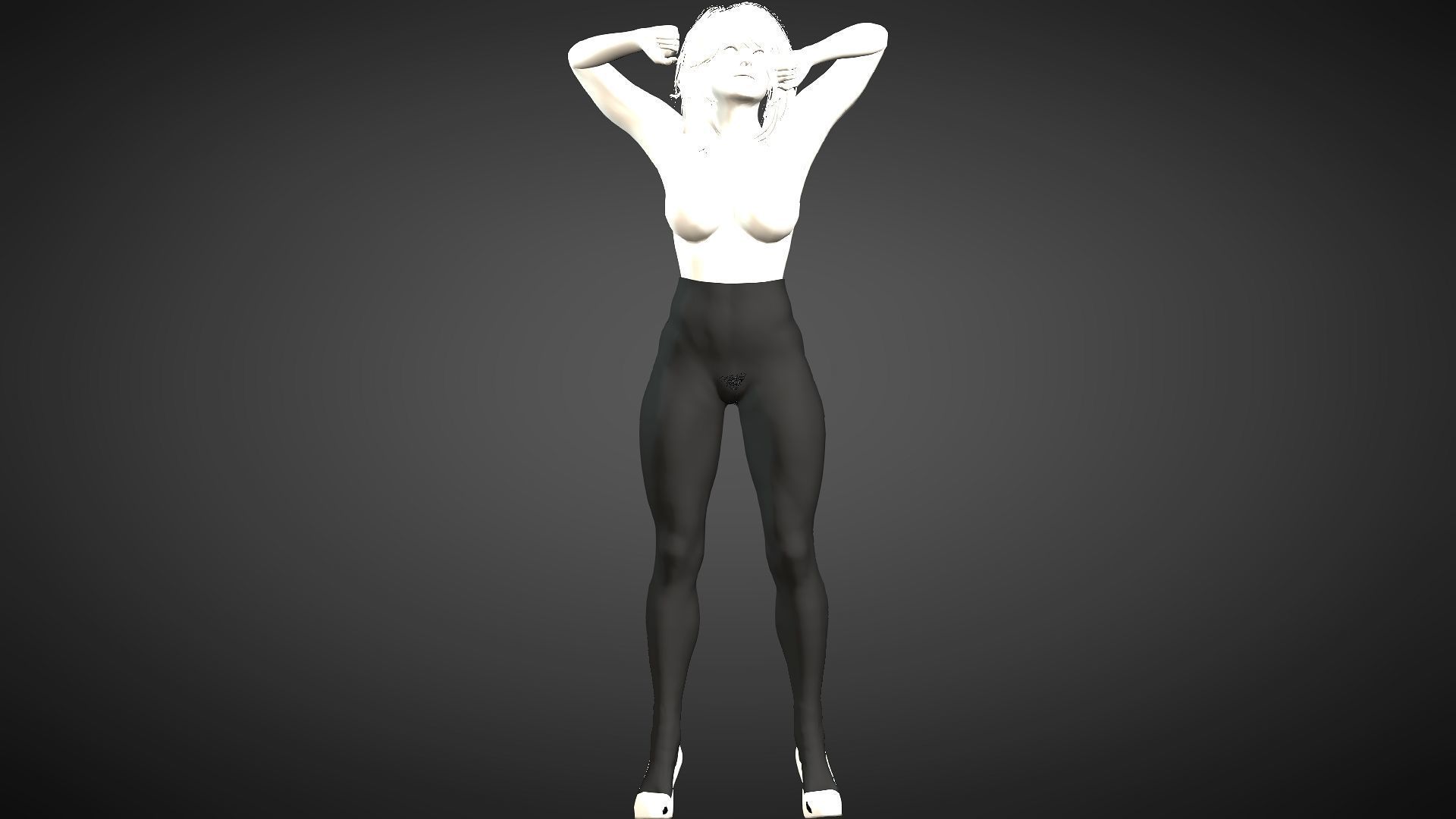 Sexy hairy naked girl morning stretching  Low-poly 3D model_14