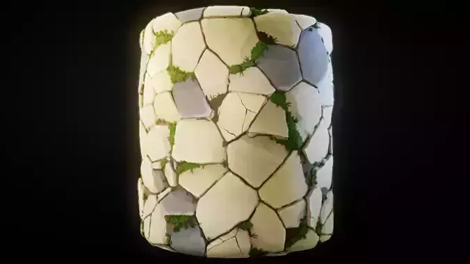 Stylized stones road seamless PBR material Texture