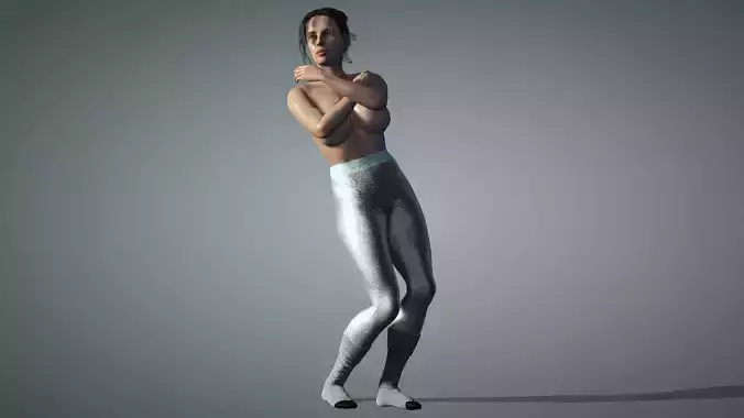 Fitness sweaty girl with dancing moves Low-poly 3D model
