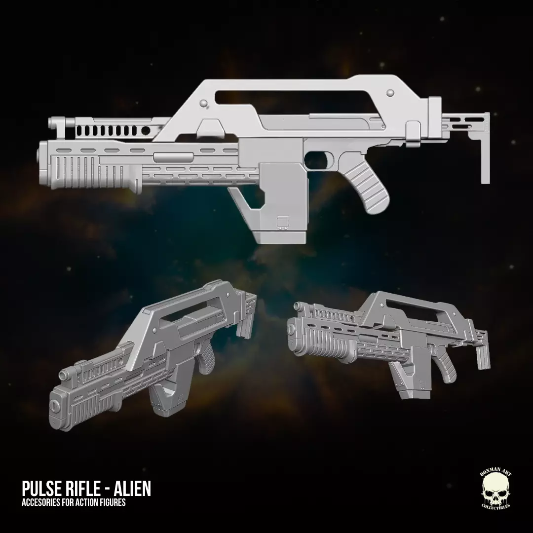 Rifle pulso Alien M41 3D printable Files for Action figures 3D print model_0