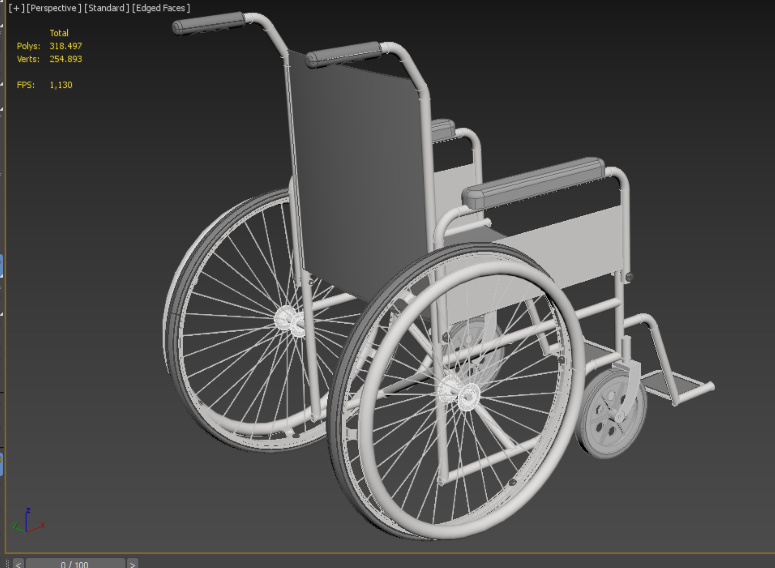 STANDARD MEDICAL WHEELCHAIR MANUAL WHEEL CHAIR MOBILITY 3D model_33