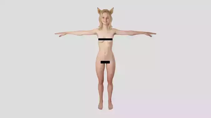 Rigged Animated Blonde Teen 19-year-old female Nude Character  Low-poly 3D model