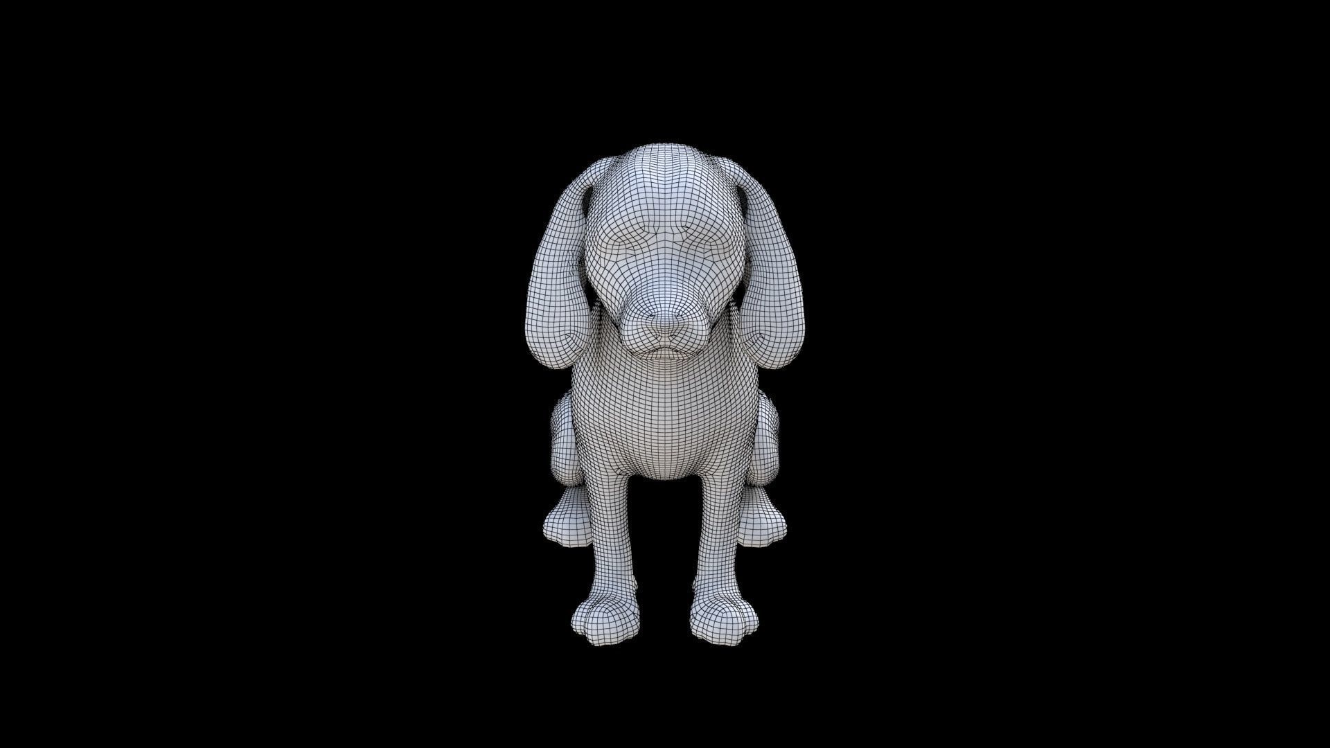 Beagle seated 3D model_6