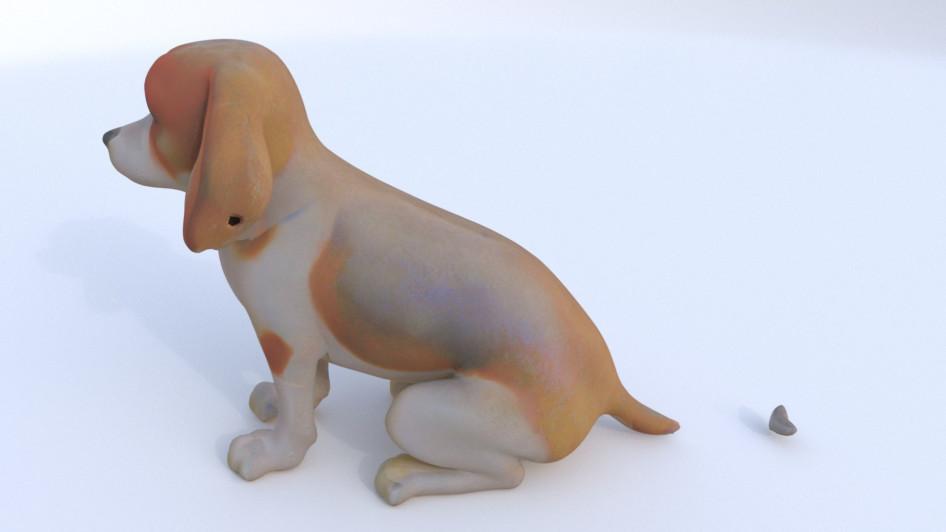 Beagle seated 3D model_2