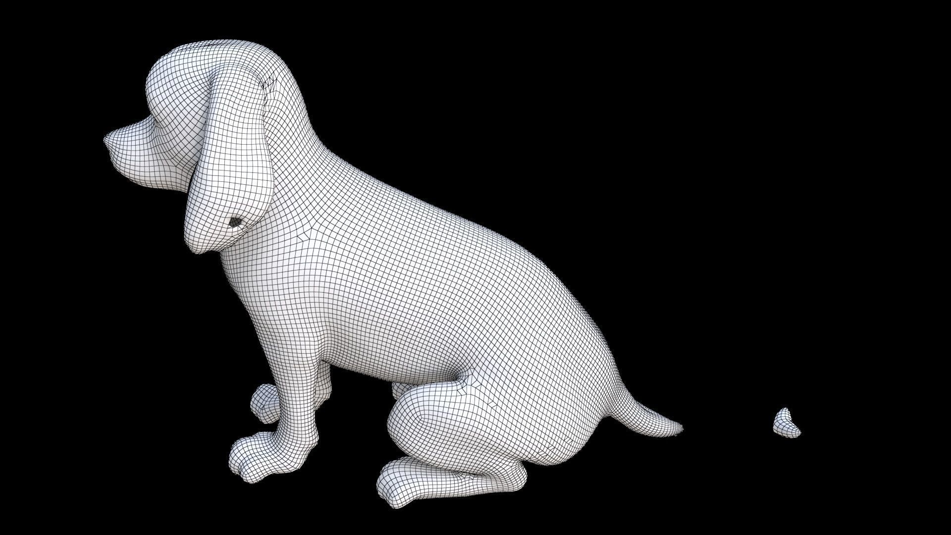 Beagle seated 3D model_7