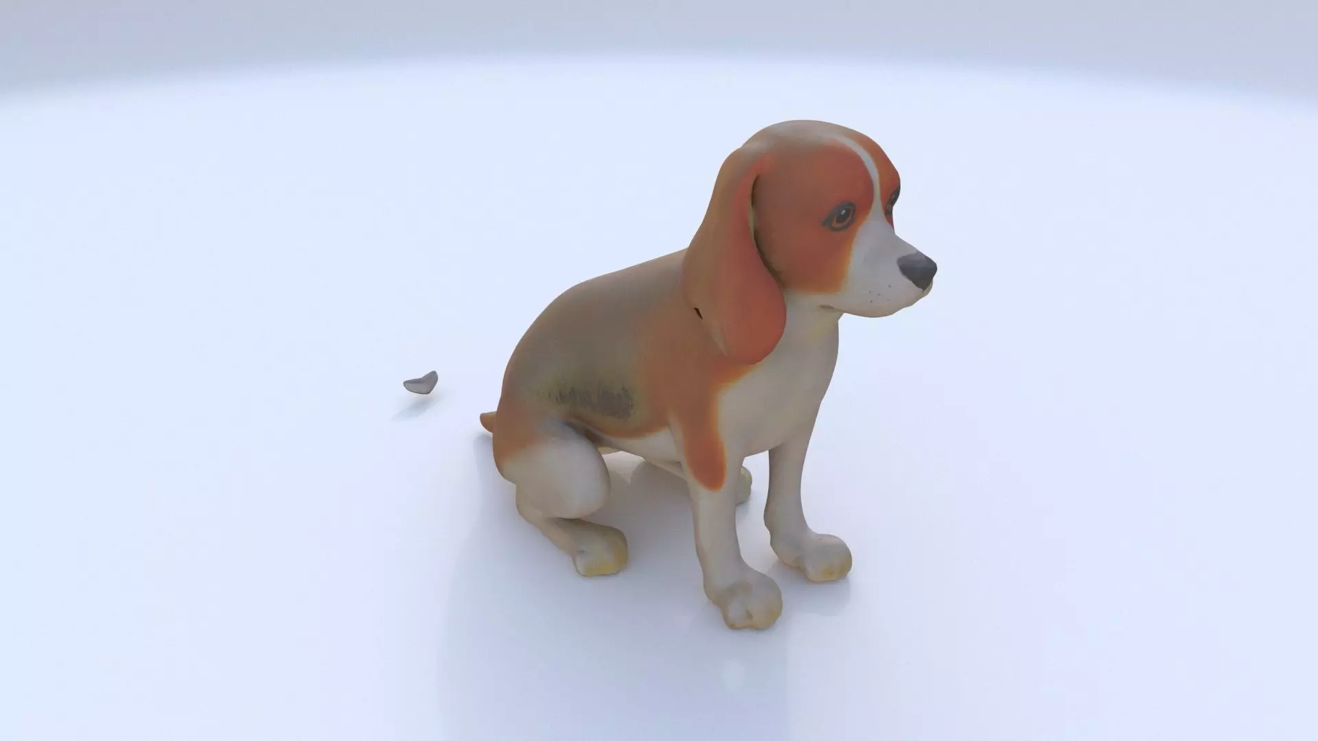Beagle seated 3D model_0