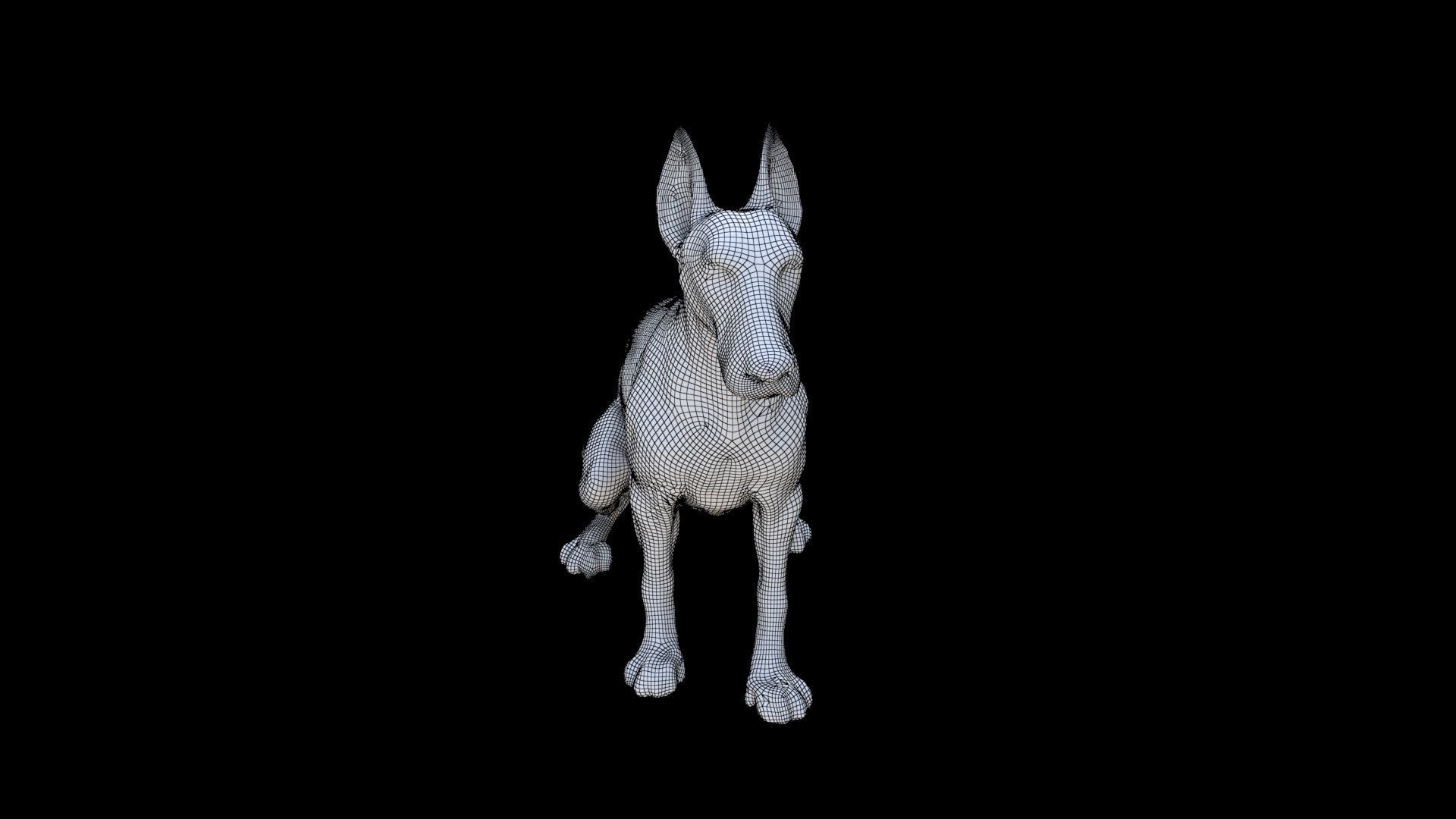 Doberman Pinscher seated 3D model_5