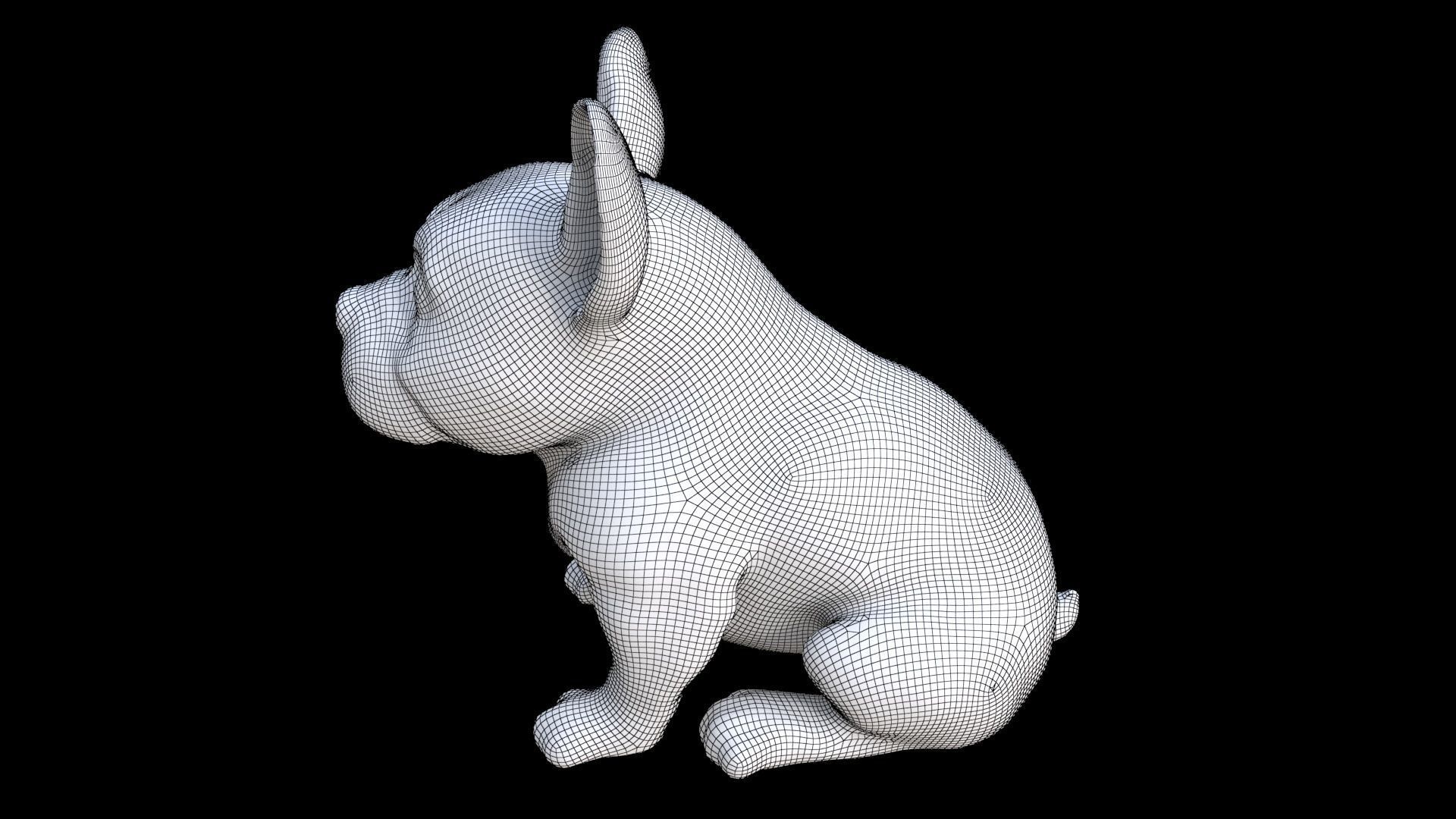 French Bulldog seated 3D model_7