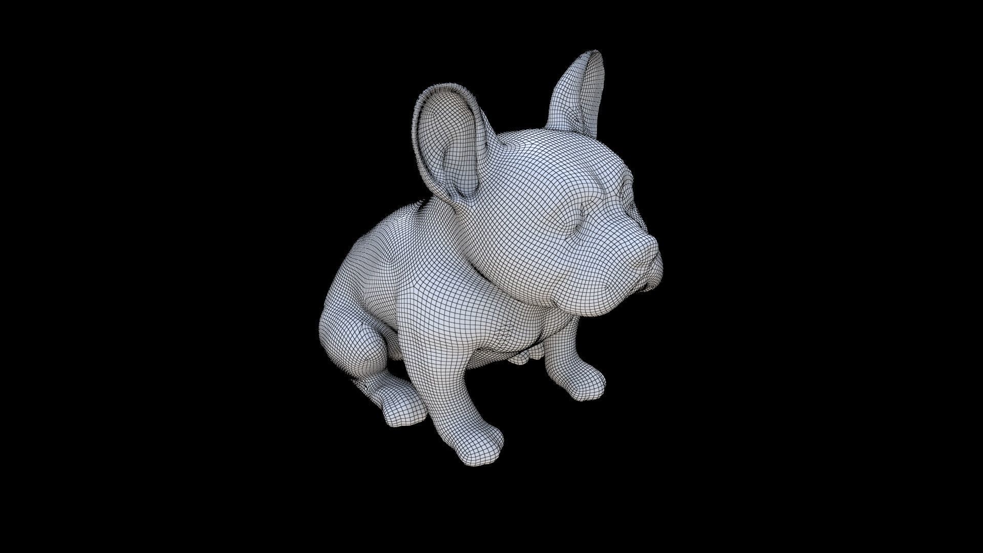 French Bulldog seated 3D model_5