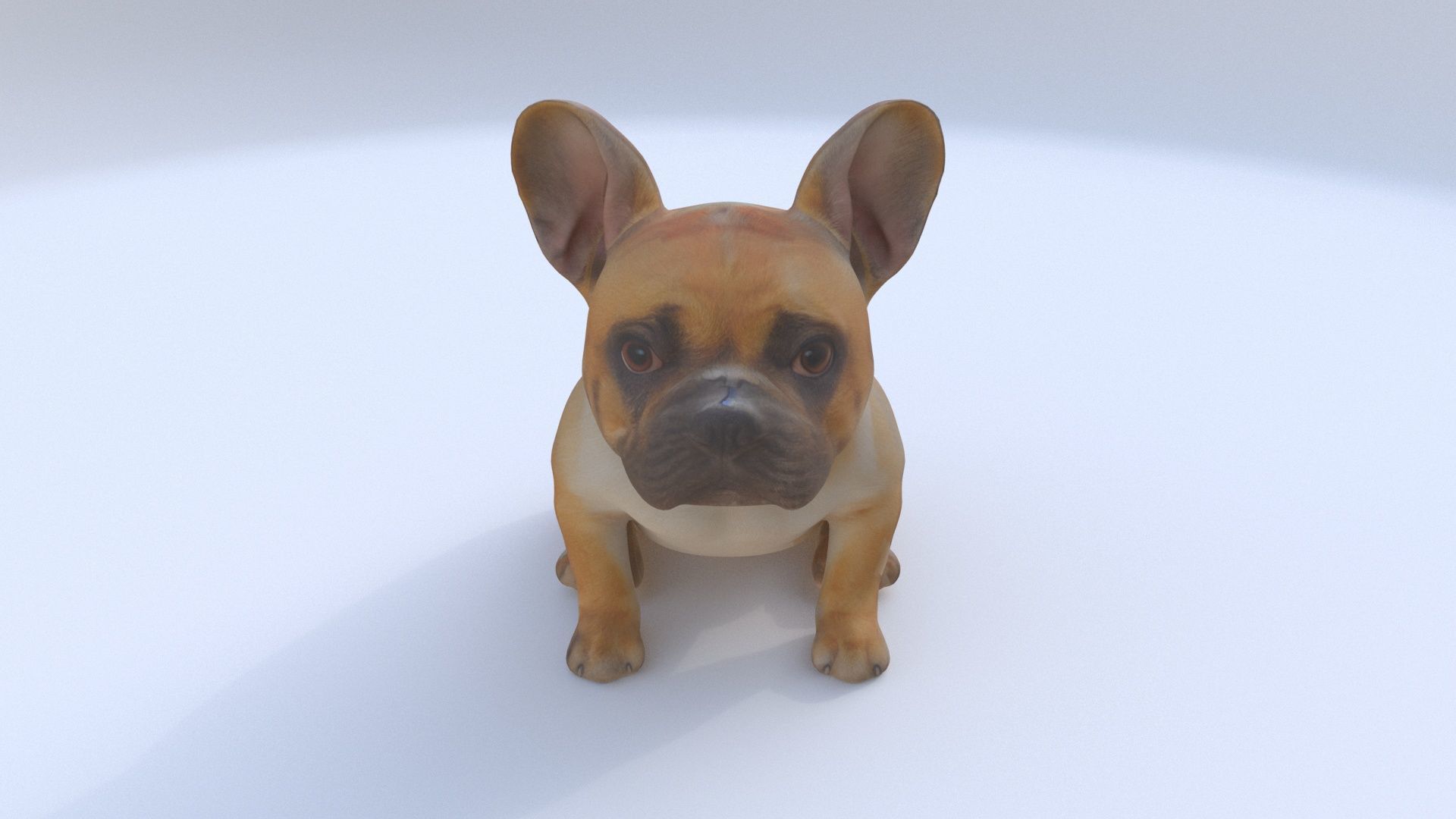 French Bulldog seated 3D model_1