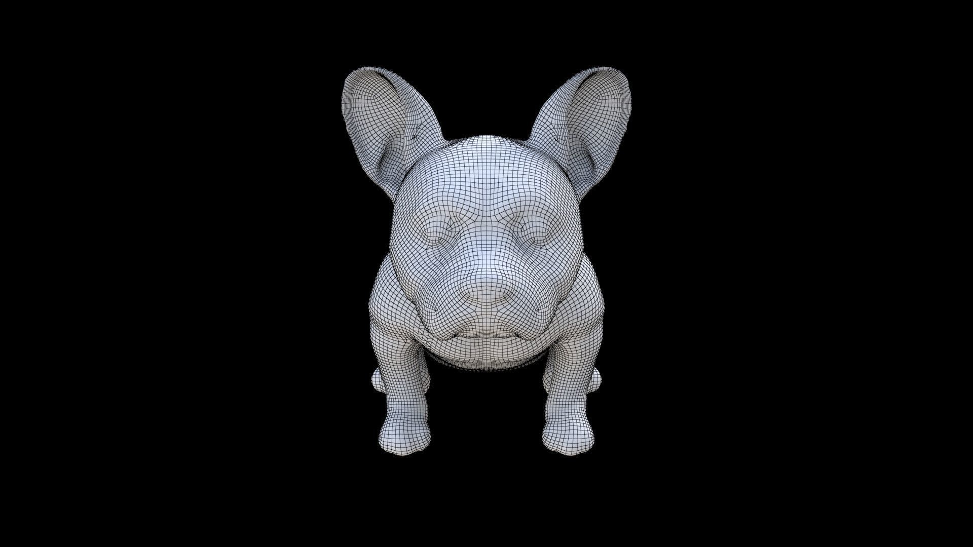 French Bulldog seated 3D model_6