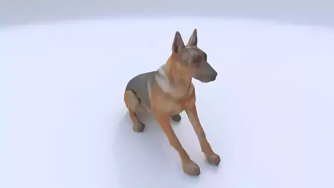 German Shepherd seated 3D model
