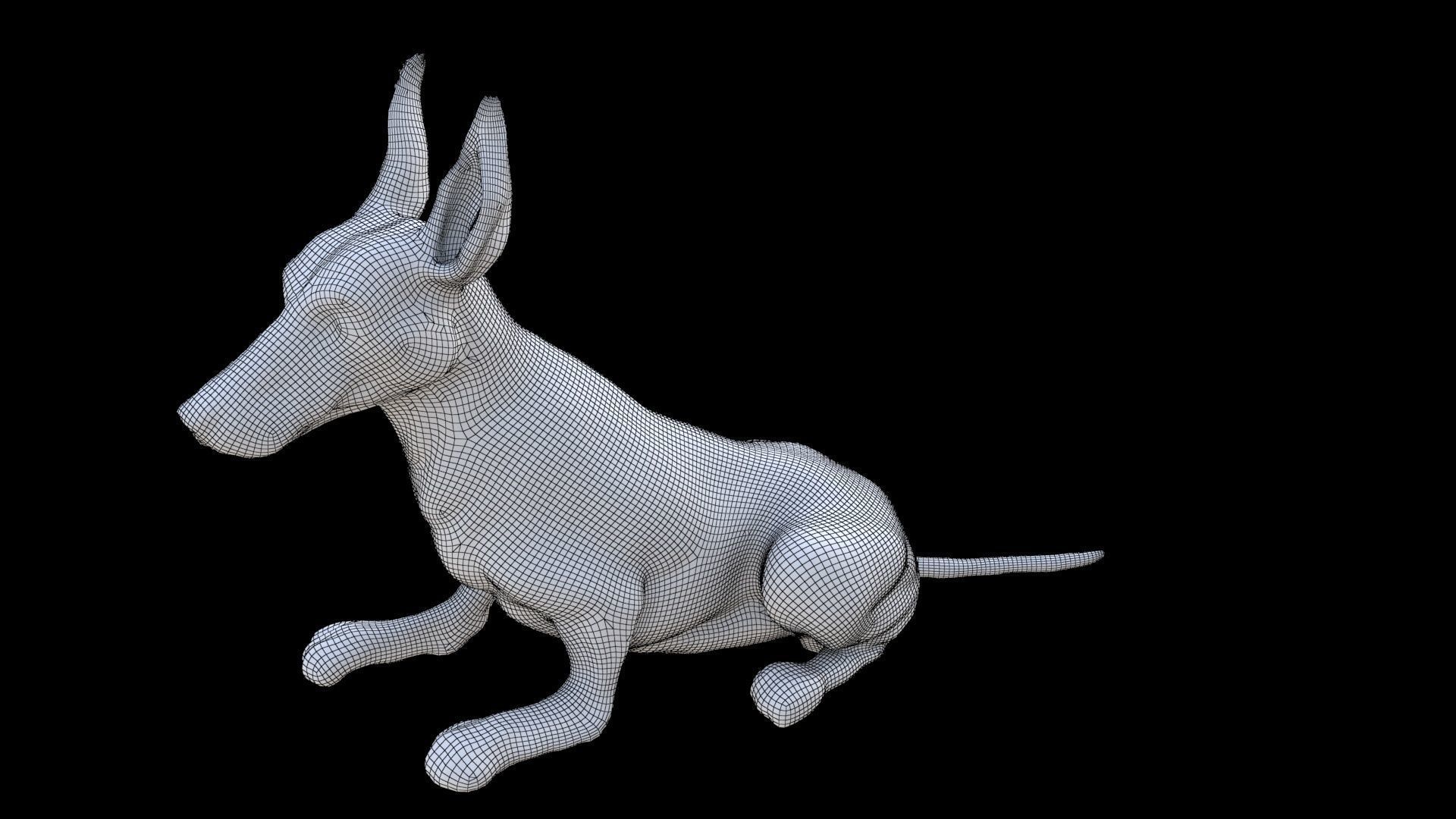 Great Dane seated 3D model_6