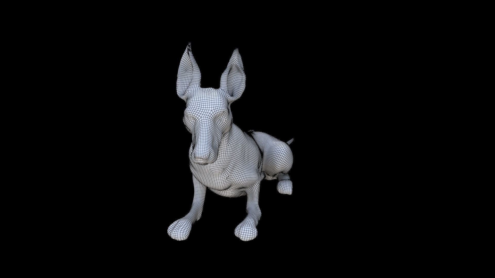 Great Dane seated 3D model_5