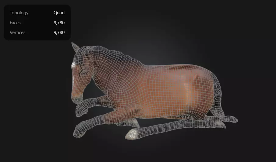 a horse sitting on the ground Low-poly 3D model