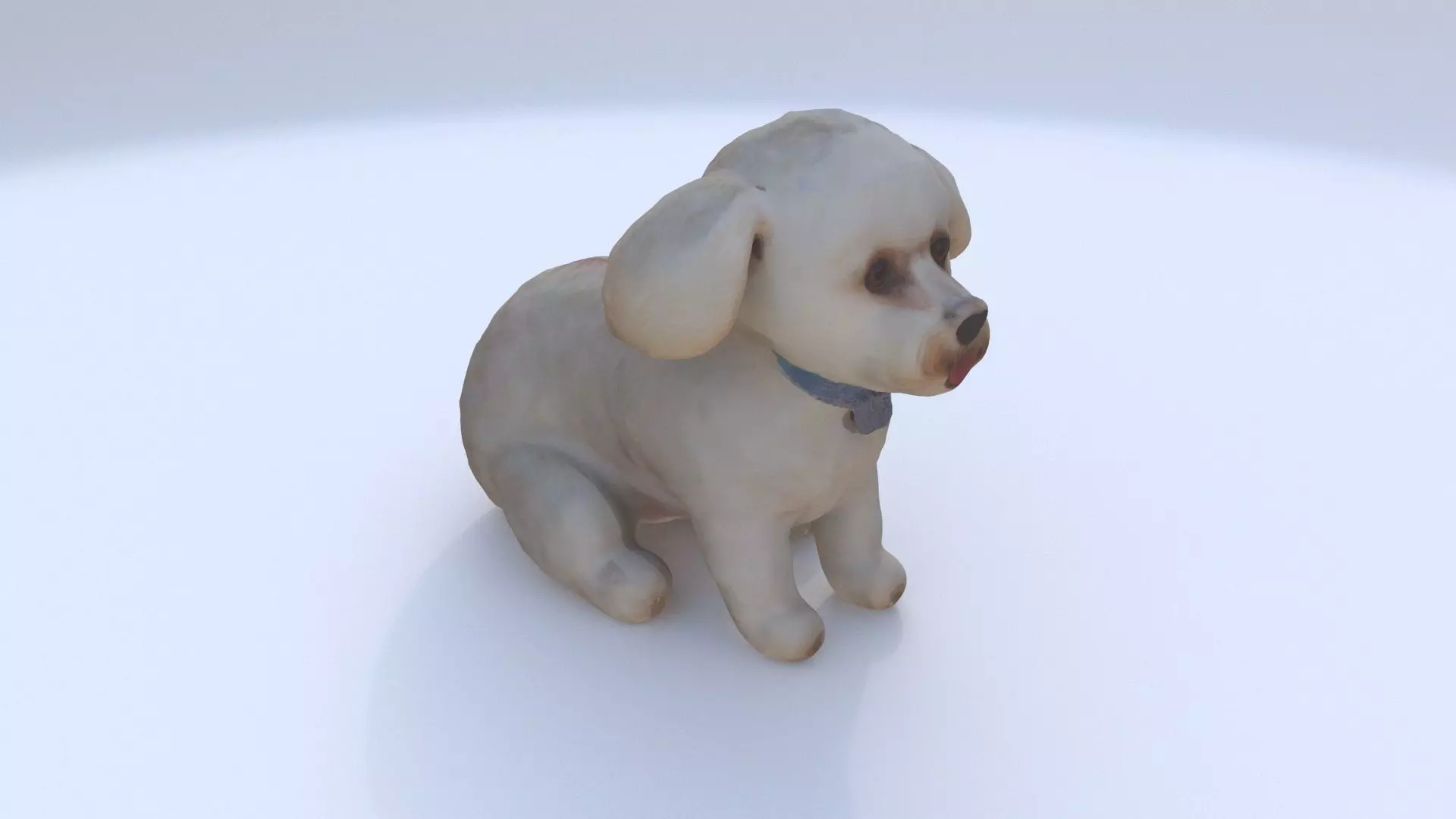 Poodle seated 3D model_0