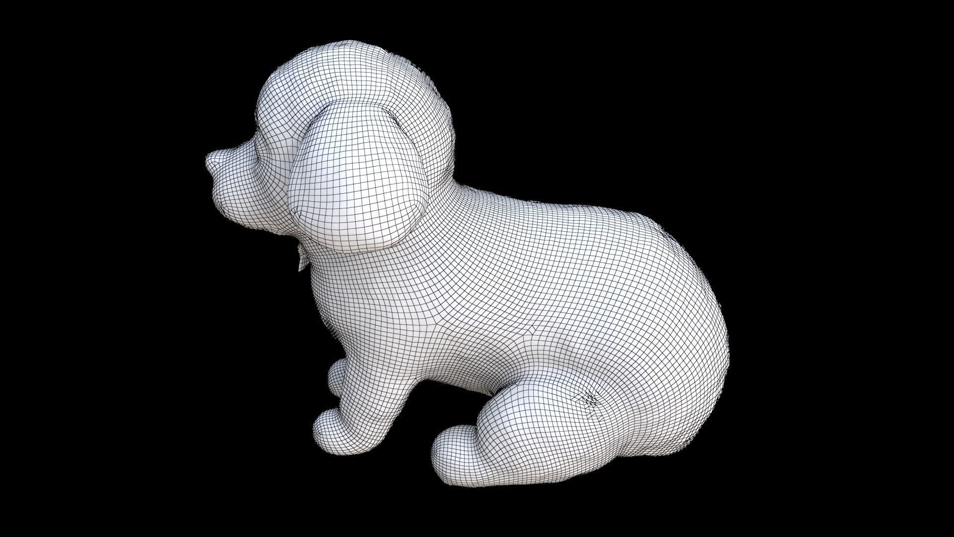 Poodle seated 3D model_7
