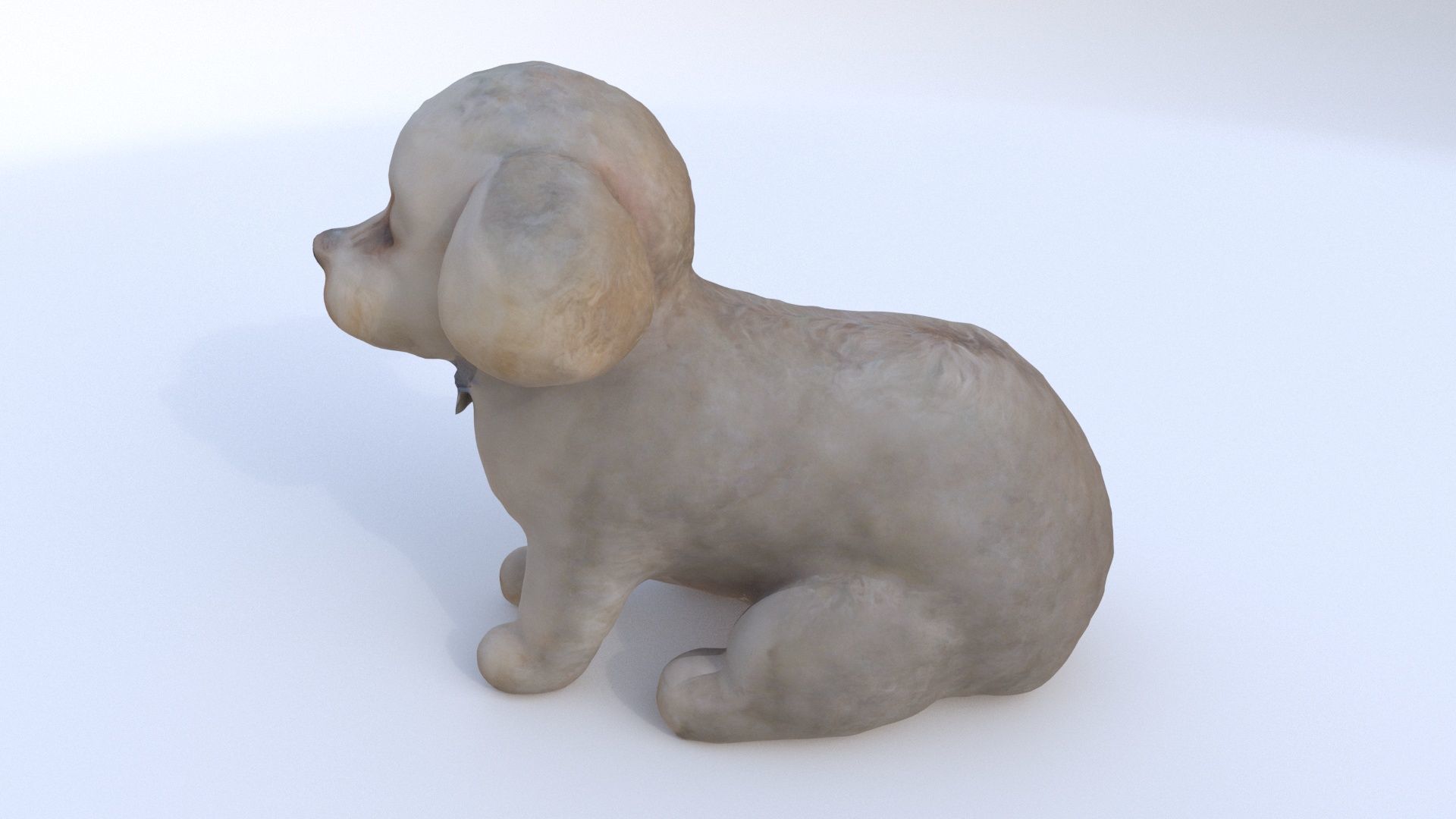 Poodle seated 3D model_2