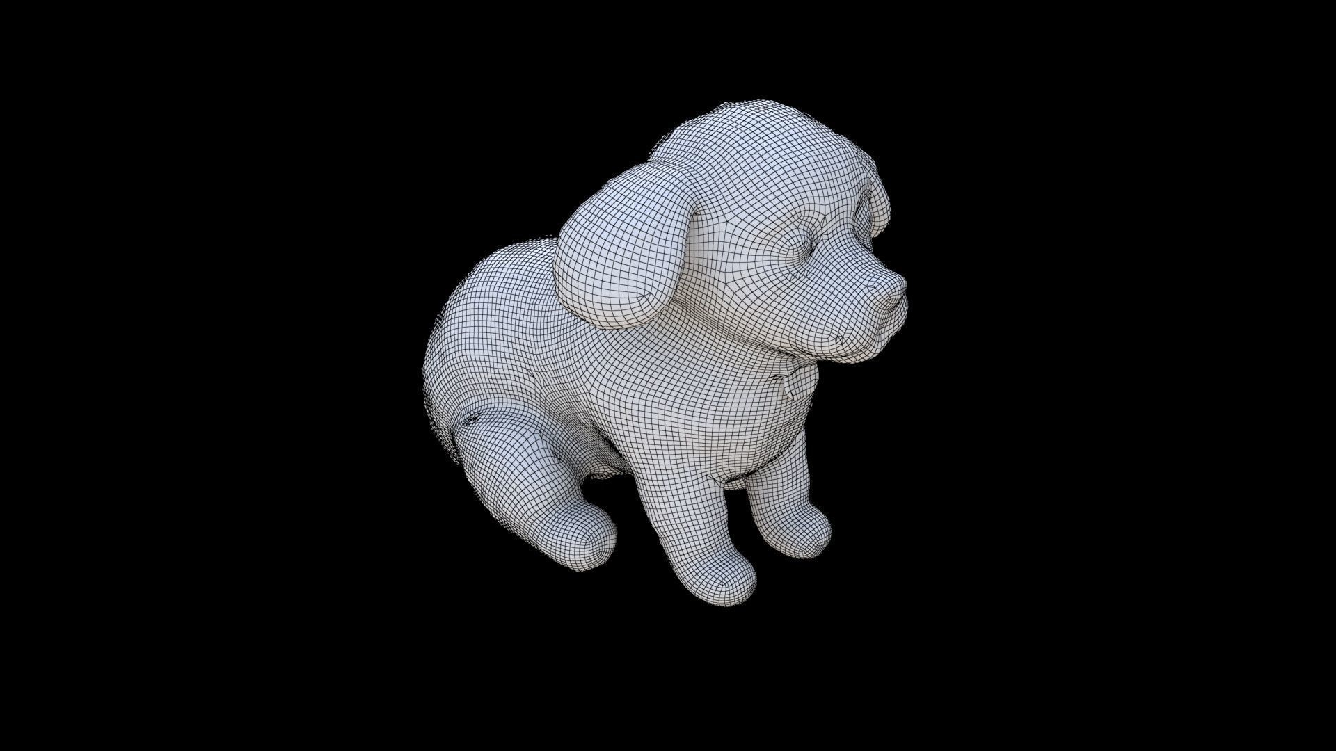 Poodle seated 3D model_5