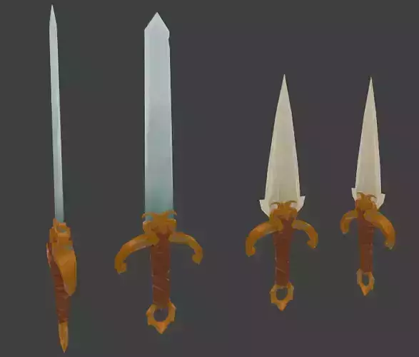 Shark tooth blade sword and metal sword handpainted