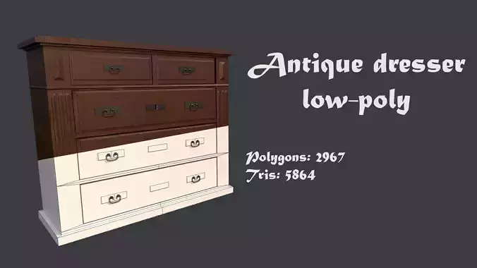 Antique dresser low-poly