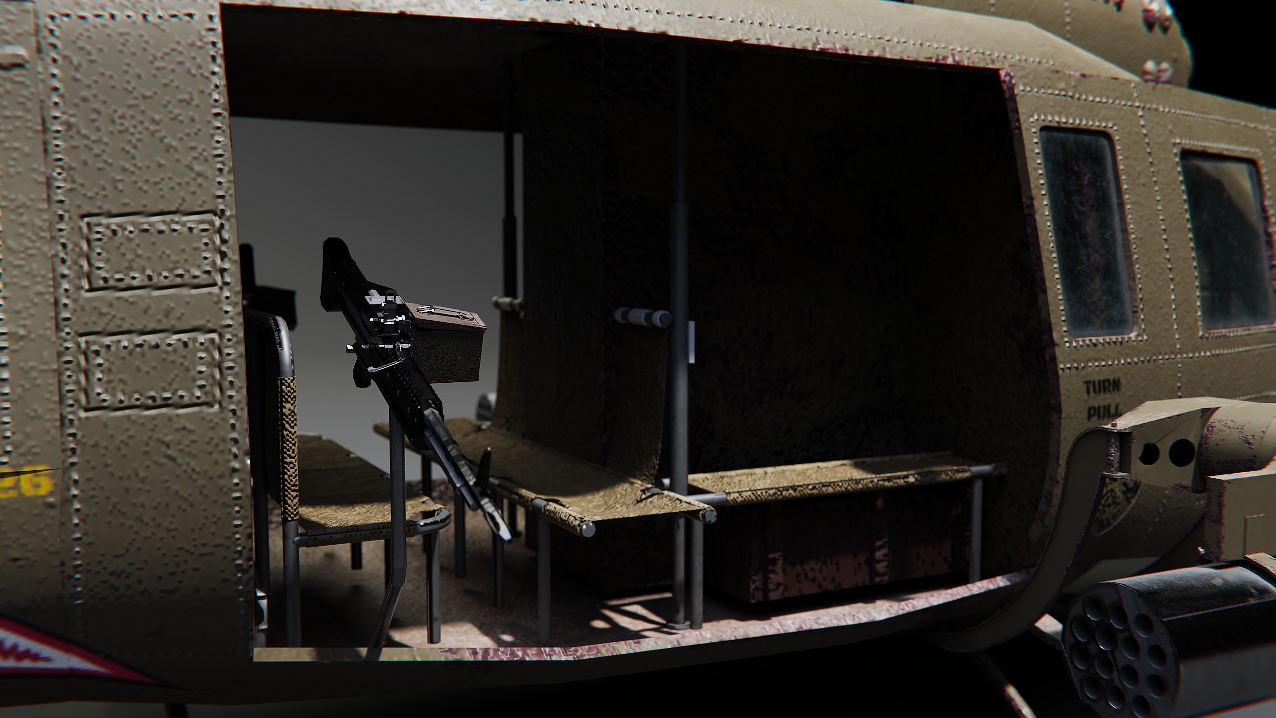 Bell UH-1 Huey Helicopter - 3D Model for Rendering and Animation Low-poly 3D model_6