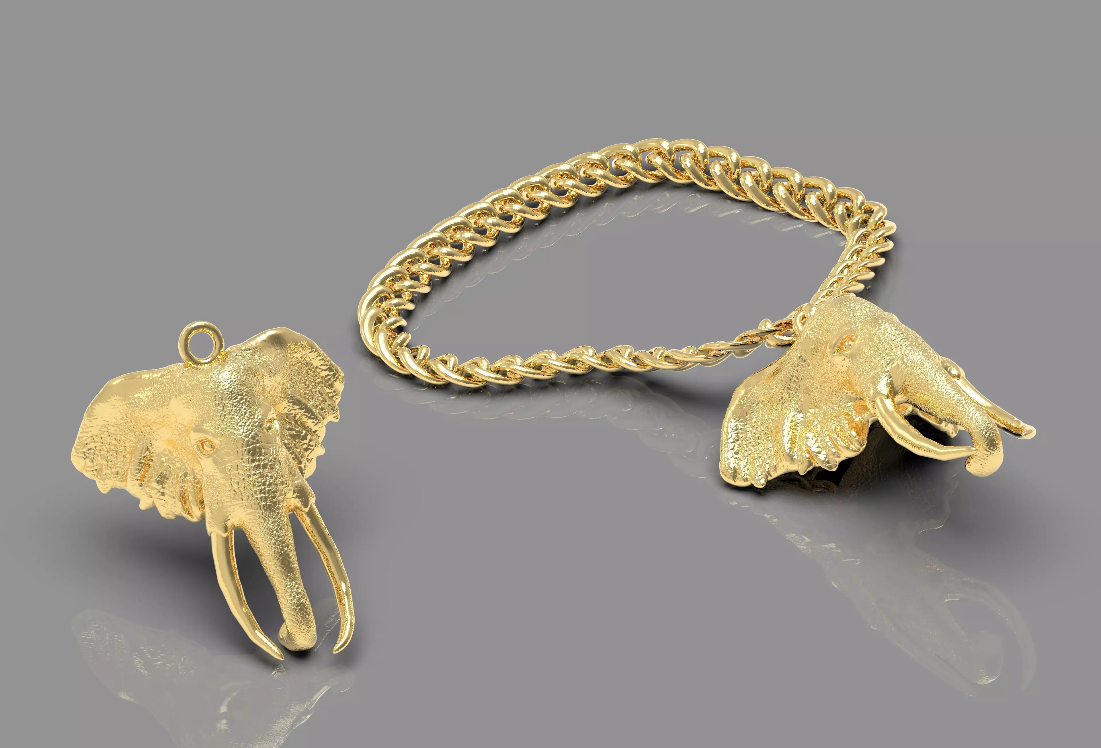 elephant necklace 3D print model_0