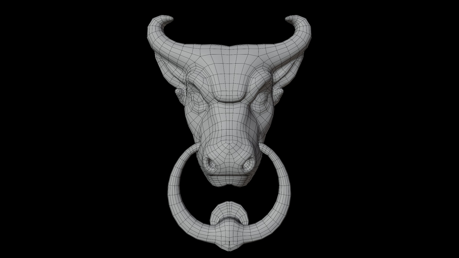 Bull Head Door Knocker Low Poly Ready For Game Low-poly 3D model_7