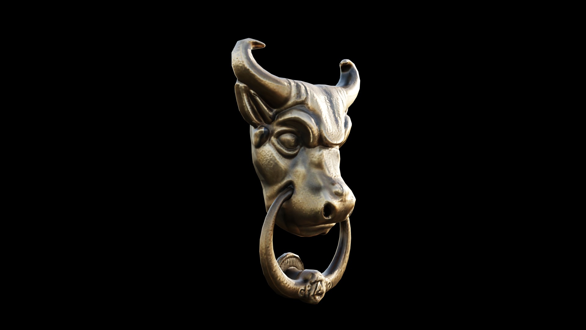 Bull Head Door Knocker Low Poly Ready For Game Low-poly 3D model_4